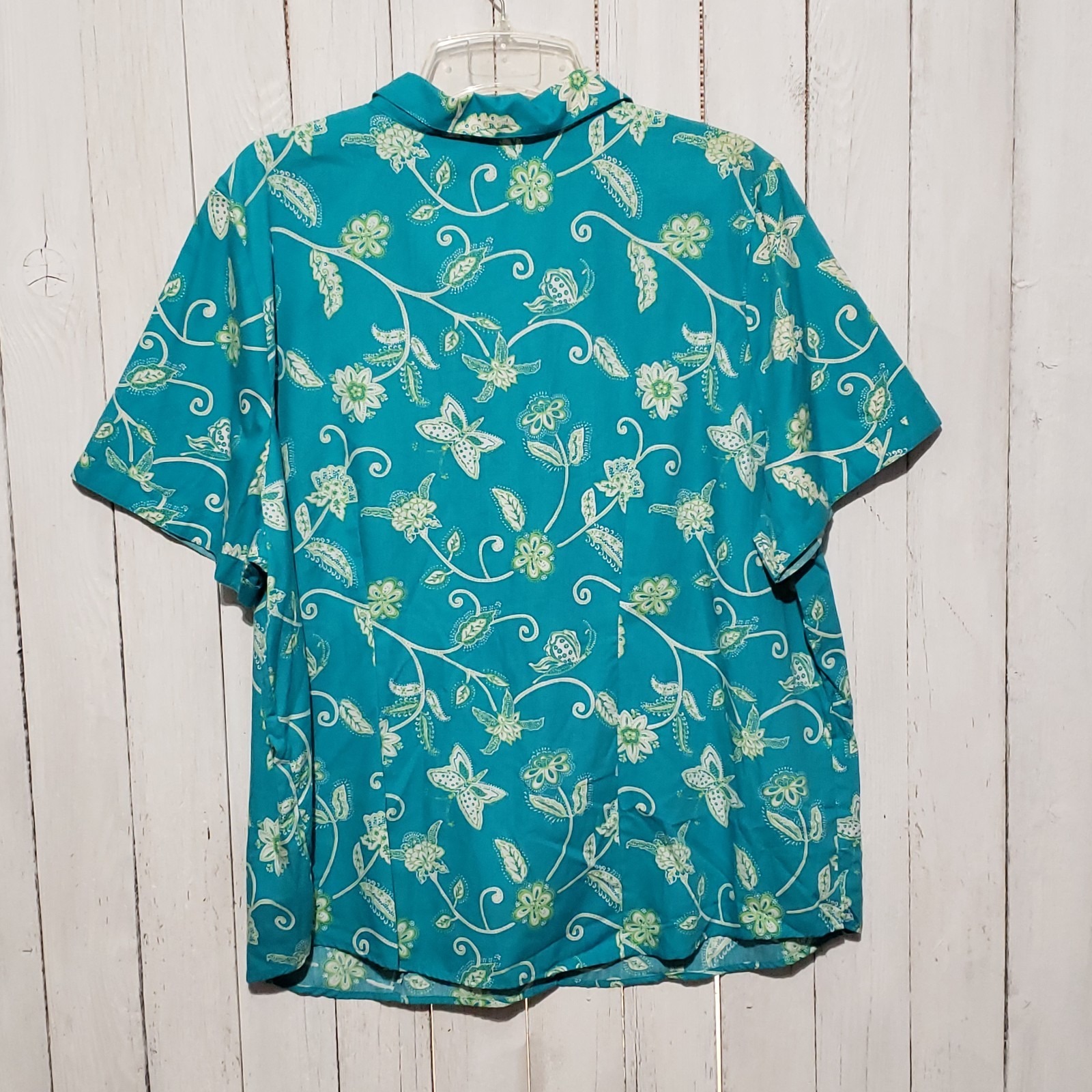 Nwt White Stag Y2k 90s Button Teal Butterfly Top Boho Coastal Cottage 22 24 — image 5 of 8